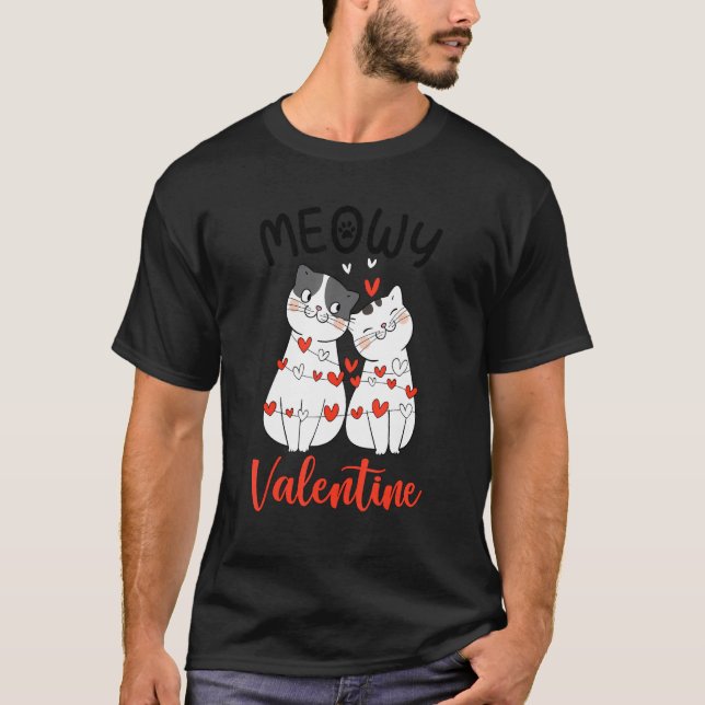 Camiseta Cute Meowy Valentine Cat Kitten  Heart Valentines  (Anverso)