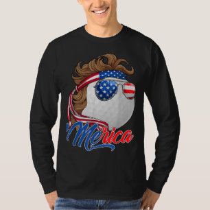 Camiseta Cute Merica Golf Ball Bandera USA Gafas de sol Fel