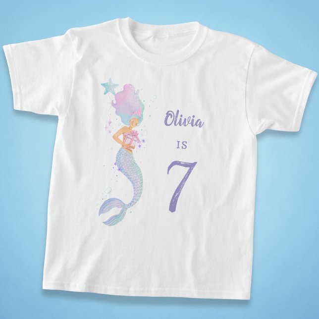 Camiseta Cute Mermaid Birthday Girl Shirt Age 7 (Subido por el creador)