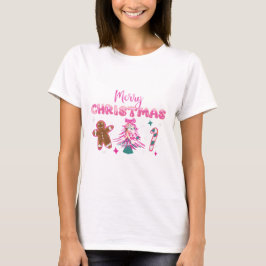 Camiseta Cute Merry Christmas Gingerbread and Candy Design
