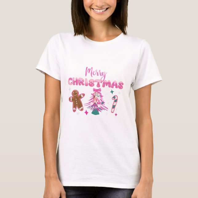 Camiseta Cute Merry Christmas Gingerbread and Candy Design (Anverso)