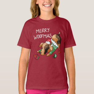 Camiseta Cute Merry Woofmas Navidades Perro Niños