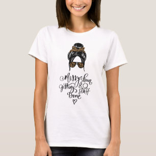Camiseta Cute Messy Bun Leopard