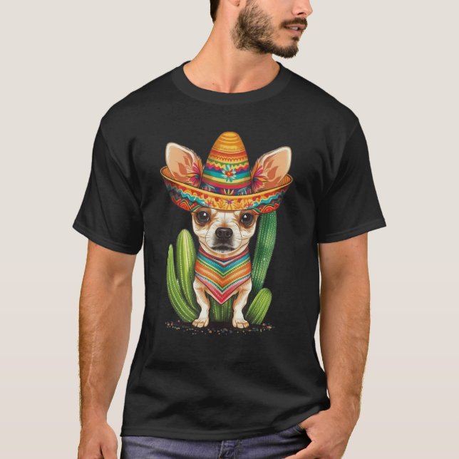 Camiseta Cute Mexican Chihuahua Hat Cinco De Mayo Cactus Do (Anverso)