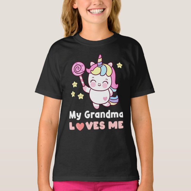 Camiseta Cute mi abuela me ama a unicornio (Anverso)