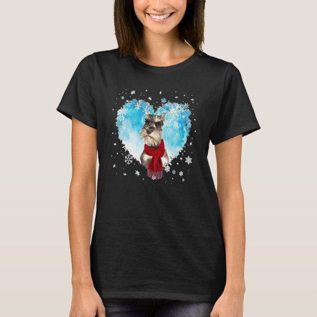 Camiseta Cute Miniature Schnauzer Winter Flakes - Dogs Hear (Anverso)