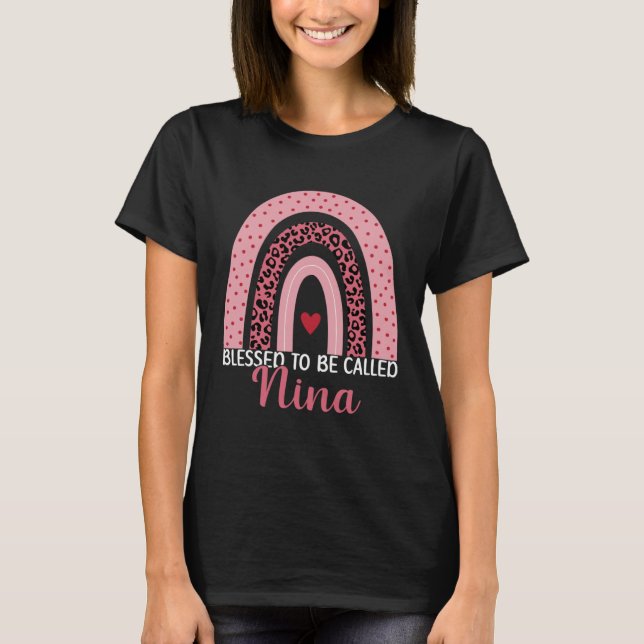 Camiseta Cute Mom Grandma Blessed To Be Called Nina Leopard (Anverso)