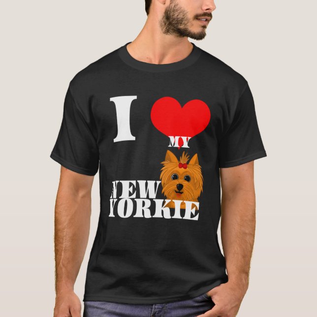 Camiseta Cute Mom Yorkie I heart new puppy Yorkshire Terrie (Anverso)
