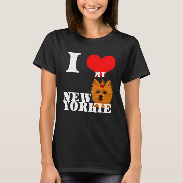 Camiseta Cute Mom Yorkie I heart new puppy Yorkshire Terrie (Anverso)