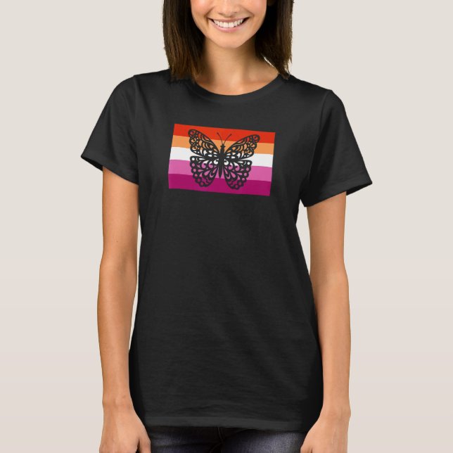 Camiseta Cute Monarca Mariposa Jardín Orgullo Gay Lesbiana  (Anverso)