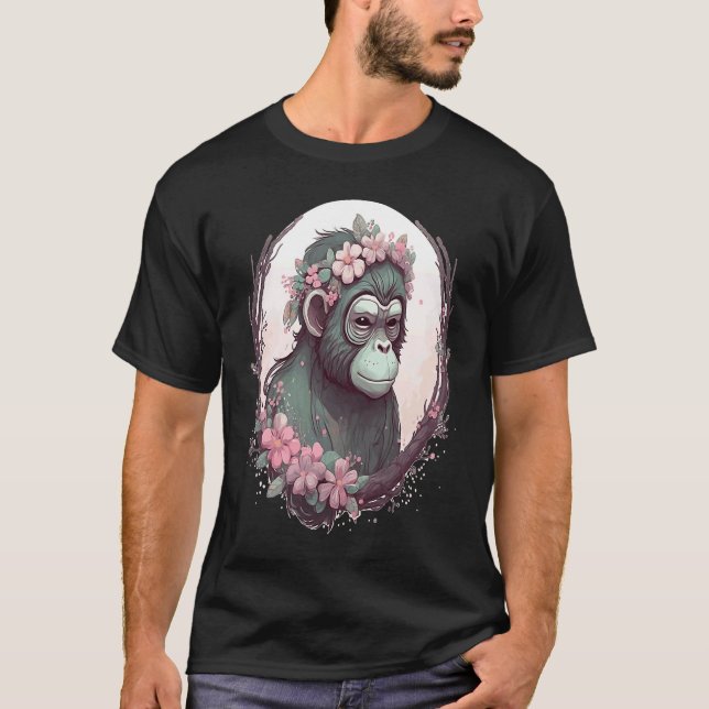 Camiseta Cute Monkey Flower Crown Monkeys (Anverso)