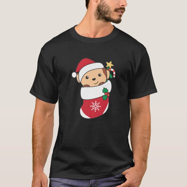 Camiseta Cute Monkey For Christmas Monkey (Anverso)