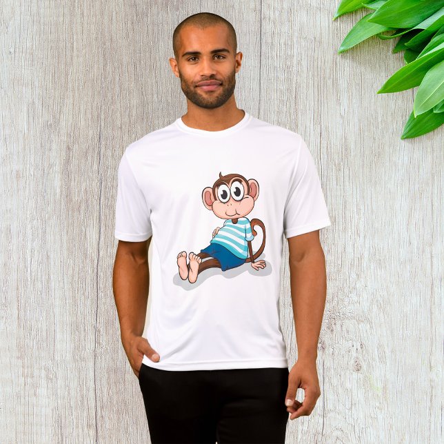 Camiseta Cute Monkey in Blue Striped Shirt and Shorts (Subido por el creador)