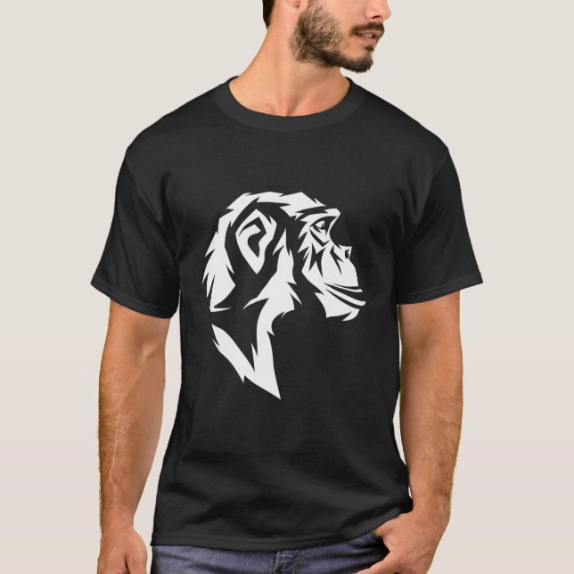 Camiseta Cute Mono Salvaje Ape Chimpancé Cabeza Para Hombre (Anverso)