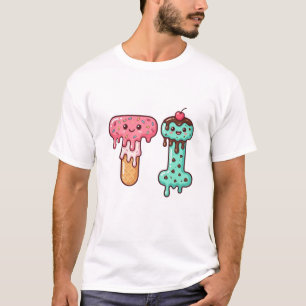 Camiseta Cute monograma de helado Letra T de Dulce Helado