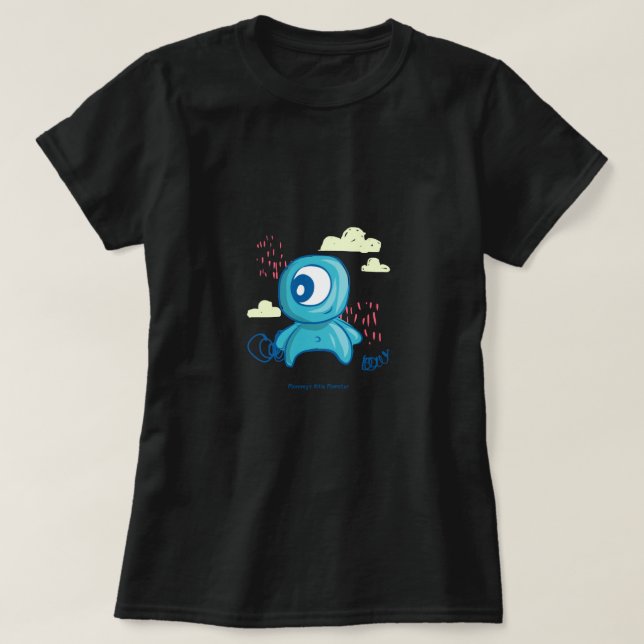 Camiseta Cute Monster Cartoon Character Design | Blue Doodl (Diseño del anverso)