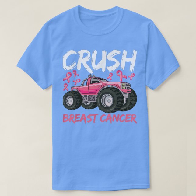 Camiseta Cute Monster Truck Crush Breast Cancer Awareness P (Diseño del anverso)