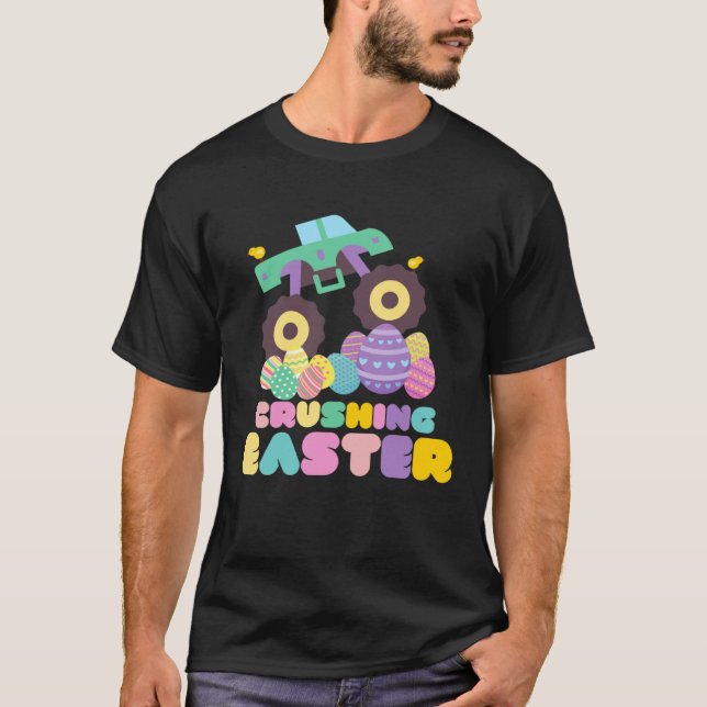 Camiseta Cute Monster Truck Easter Egg For Toddlers (Anverso)