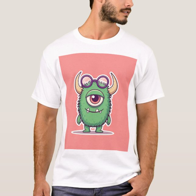 Camiseta "Cute Monster Vibes: feliz Pegatina tuerto" (Anverso)