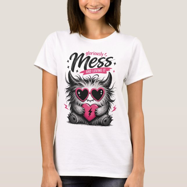 Camiseta Cute Monstruo Diseño Gloriosamente Desordenado Grá (Anverso)