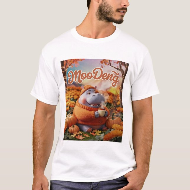 Camiseta Cute Moo-Deng Hippo Diseño Para Halloween (Anverso)