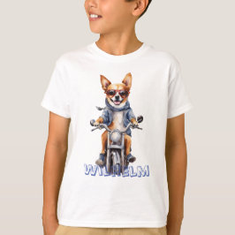 Camiseta Cute Motorcycle Dog T-Shirt: Fun Design for Kids