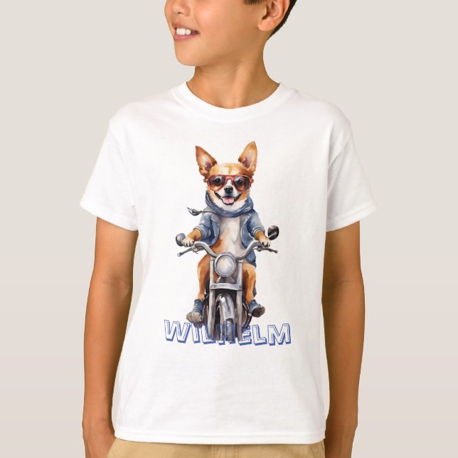 Camiseta Cute Motorcycle Dog T-Shirt: Fun Design for Kids (Anverso)