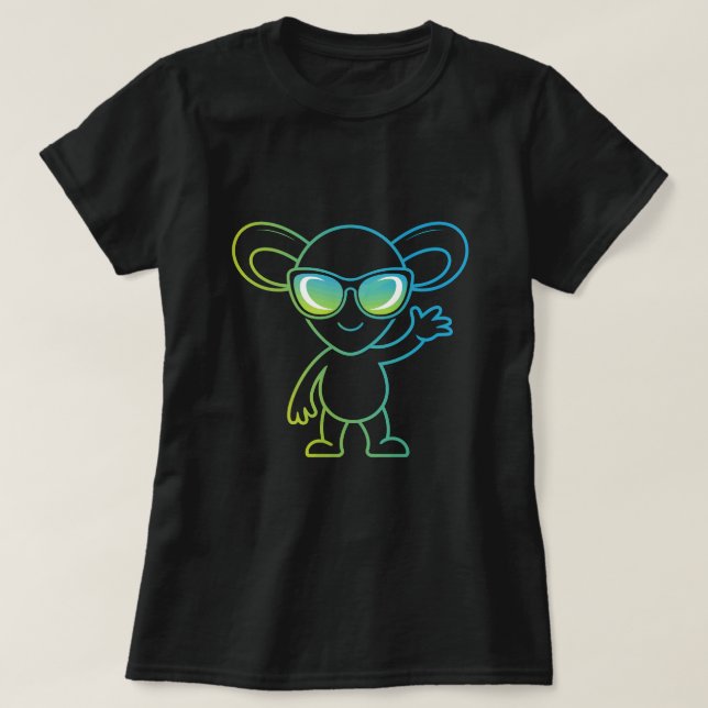 Camiseta Cute Mouse Wearing Sunglasses T-Shirt Design, Neon (Diseño del anverso)