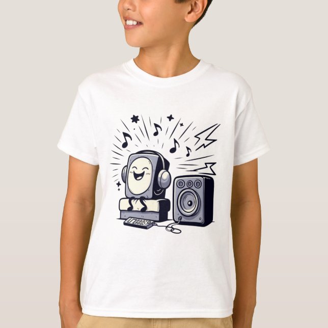 Camiseta Cute Music Lover – Fun Cartoon Kids T-Shirt (Anverso)