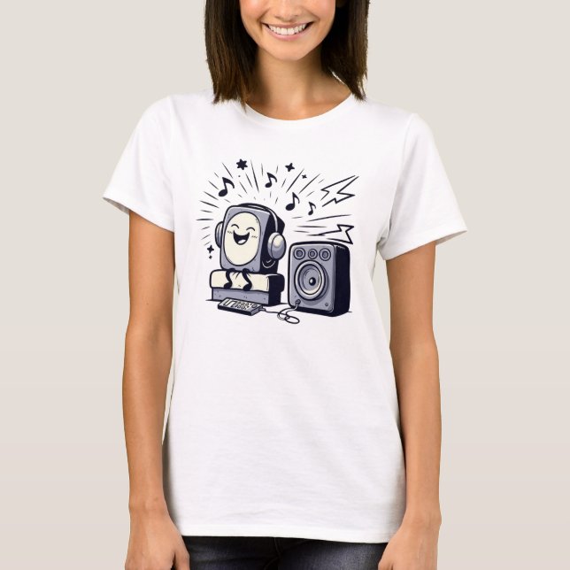Camiseta Cute Music Lover: Fun Cartoon T-Shirt Design (Anverso)
