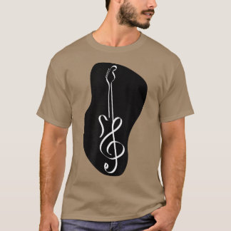 Camiseta Cute Music Note Guitar ShapedBlack Y White