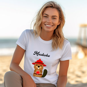 Camiseta Cute Muskoka Canada Beaver con Gorra rojo