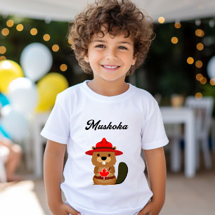 Camiseta Cute Muskoka Canada Beaver con Gorra rojo