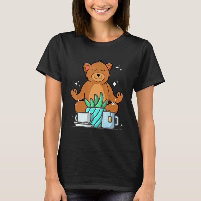 Camiseta Cute Namaste Bear Do Yoga Gardening  Coffee Tea (Anverso)