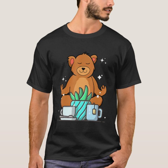 Camiseta Cute Namaste Bear Do Yoga Gardening  Coffee Tea (Anverso)