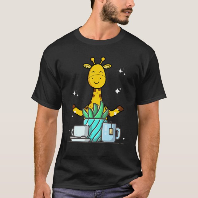 Camiseta Cute Namaste Giraffe Do Yoga Gardening  Coffee (Anverso)