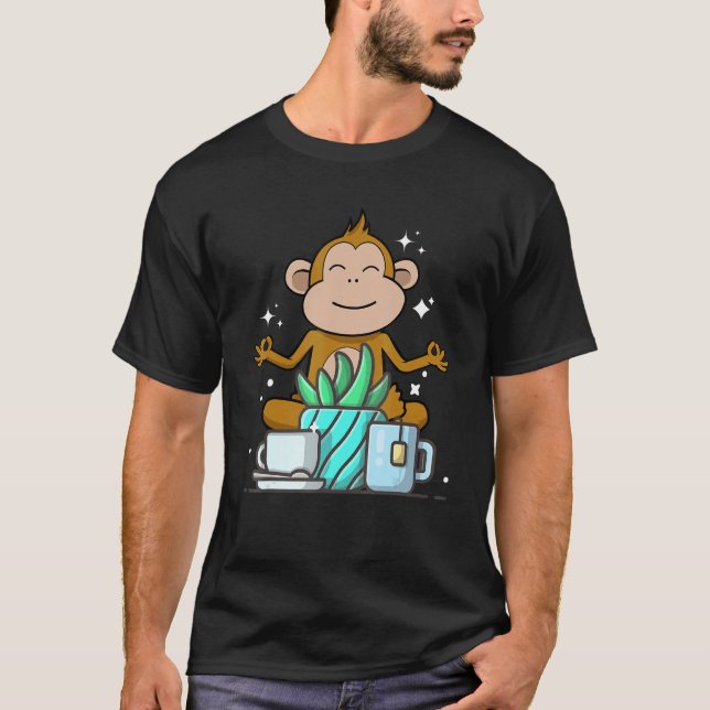 Camiseta Cute Namaste Monkey Do Yoga Gardening  Coffee (Anverso)