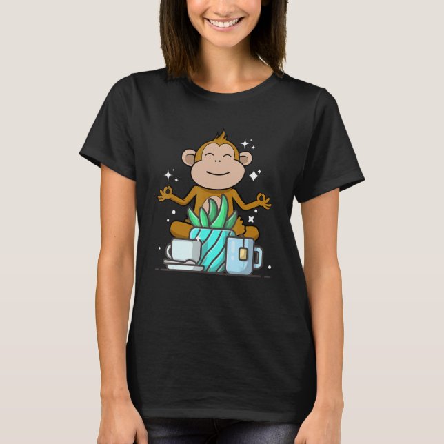 Camiseta Cute Namaste Monkey Do Yoga Gardening  Coffee (Anverso)