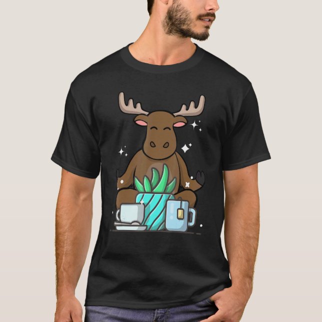Camiseta Cute Namaste Moose Do Yoga Gardening  Coffee (Anverso)