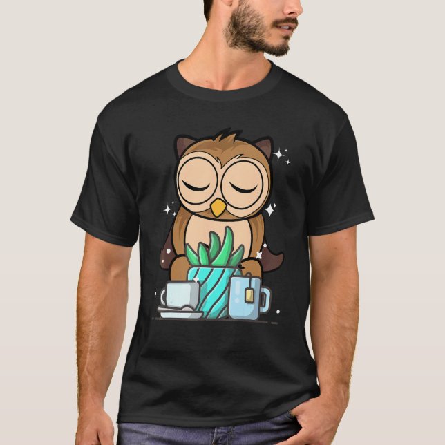 Camiseta Cute Namaste Owl Do Yoga Gardening  Coffee (Anverso)