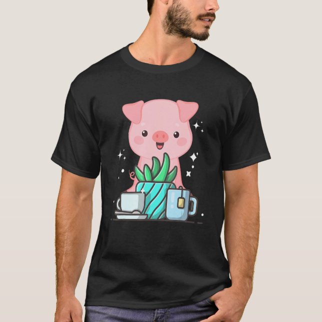 Camiseta Cute Namaste Pig Do Yoga Gardening  Coffee (Anverso)