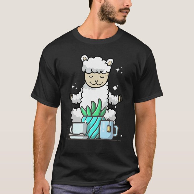 Camiseta Cute Namaste Sheep Do Yoga Gardening  Coffee (Anverso)