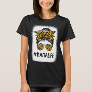 Camiseta Cute Nanalife Bleached Grandma Life Leopard Messy