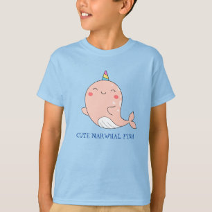 Camiseta Cute Narwhal Fish Unicorn Arcoiris cumpleaños