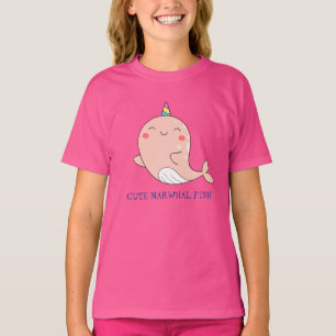 Camiseta Cute Narwhal Fish Unicorn Arcoiris cumpleaños