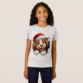 Camiseta Cute Navidades Perro a través de la pared ilustrad