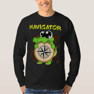 Camiseta Cute Navigator Pun Alligator Holding Compass