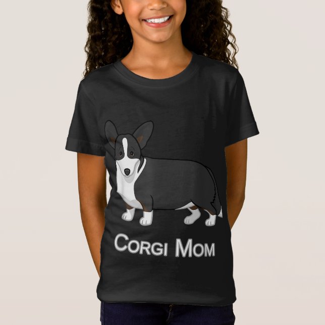 Camiseta Cute negro cardigan galés Corgi Mom Perg Lover (Anverso)
