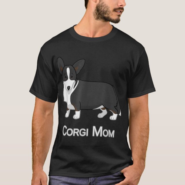 Camiseta Cute negro cardigan galés Corgi Mom Perg Lover (Anverso)