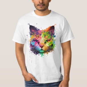 Camiseta Cute Neon Tinta Cat T-Shirt Hoodie